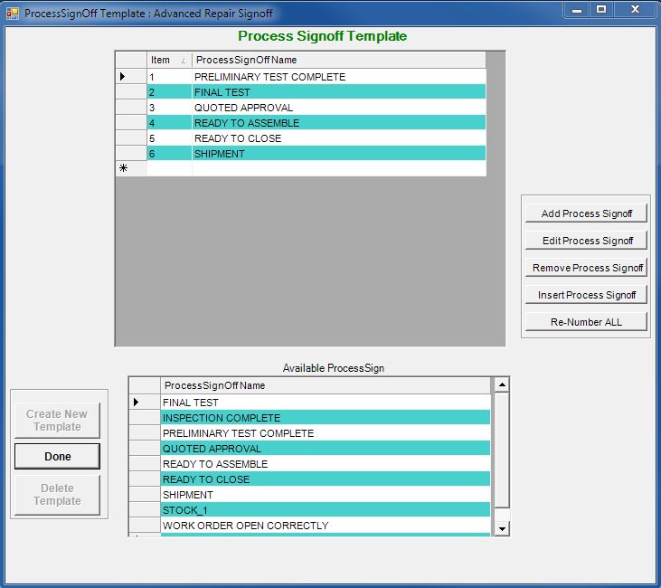 Traveler Process Sign-Off Template