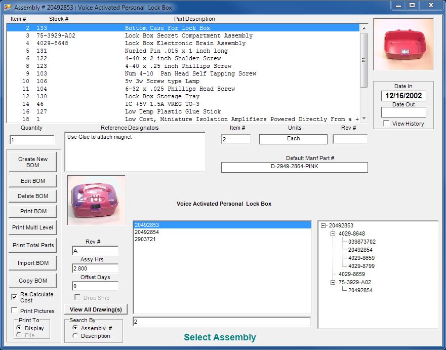 Assembly Bill Of materials