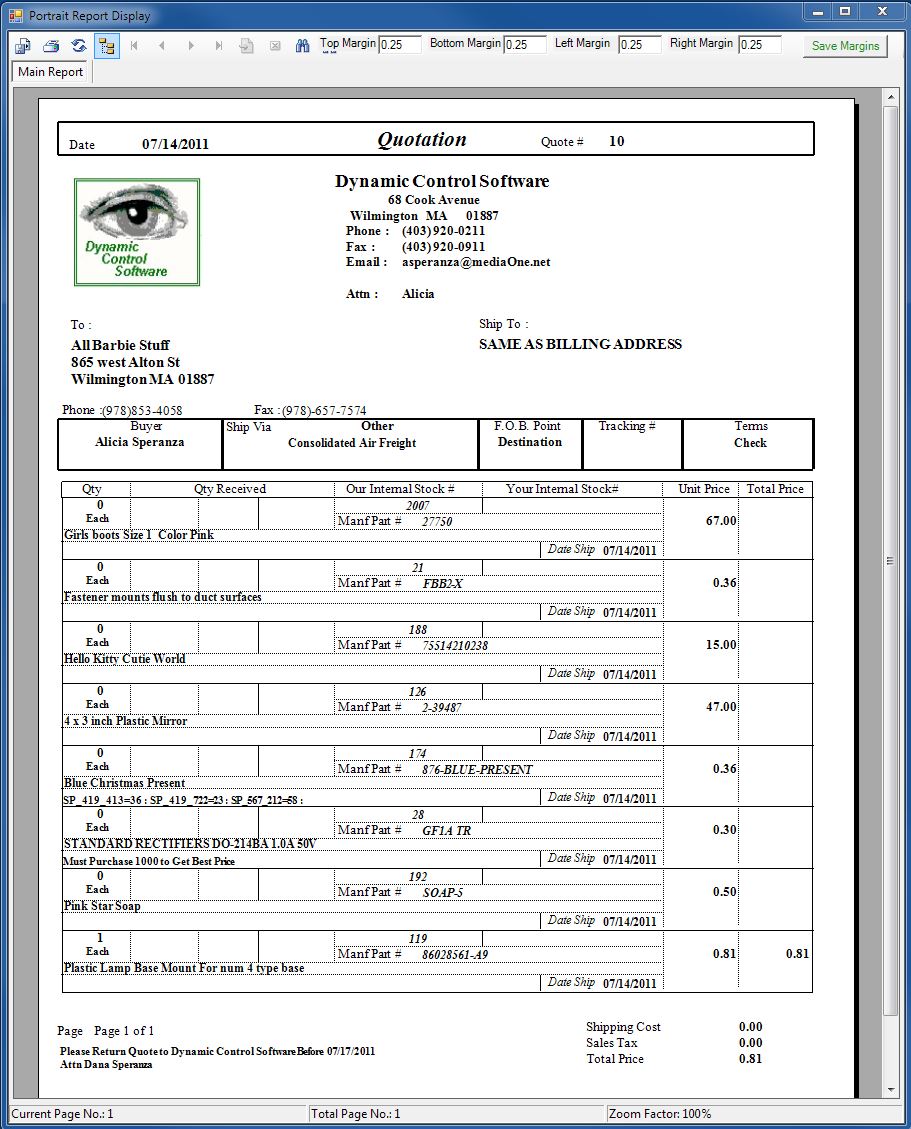 Inventory Quotation