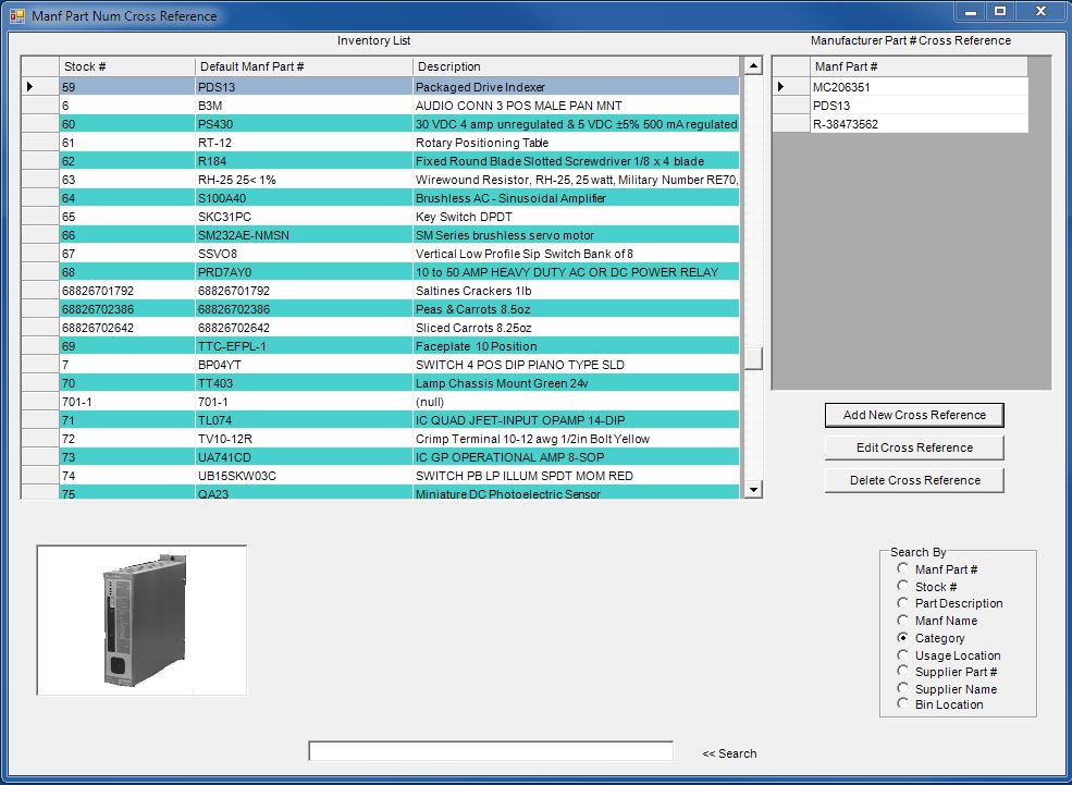 Manufacturer Part Number Cross Reference