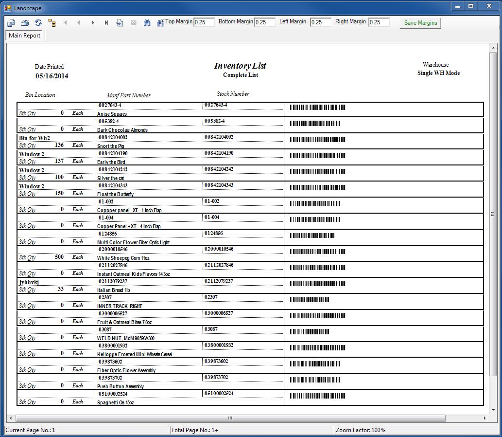 Print Inventory Report Type 5