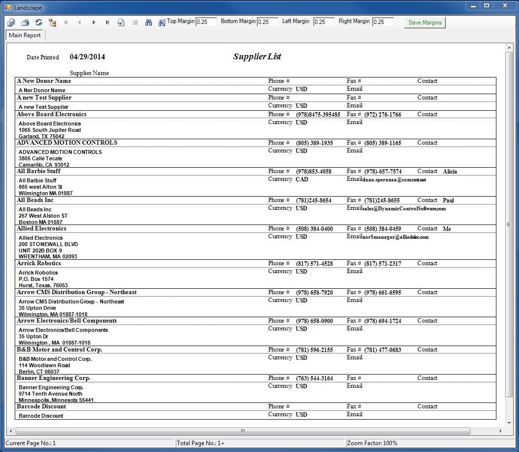 Purchase Supplier Information Hard Copy