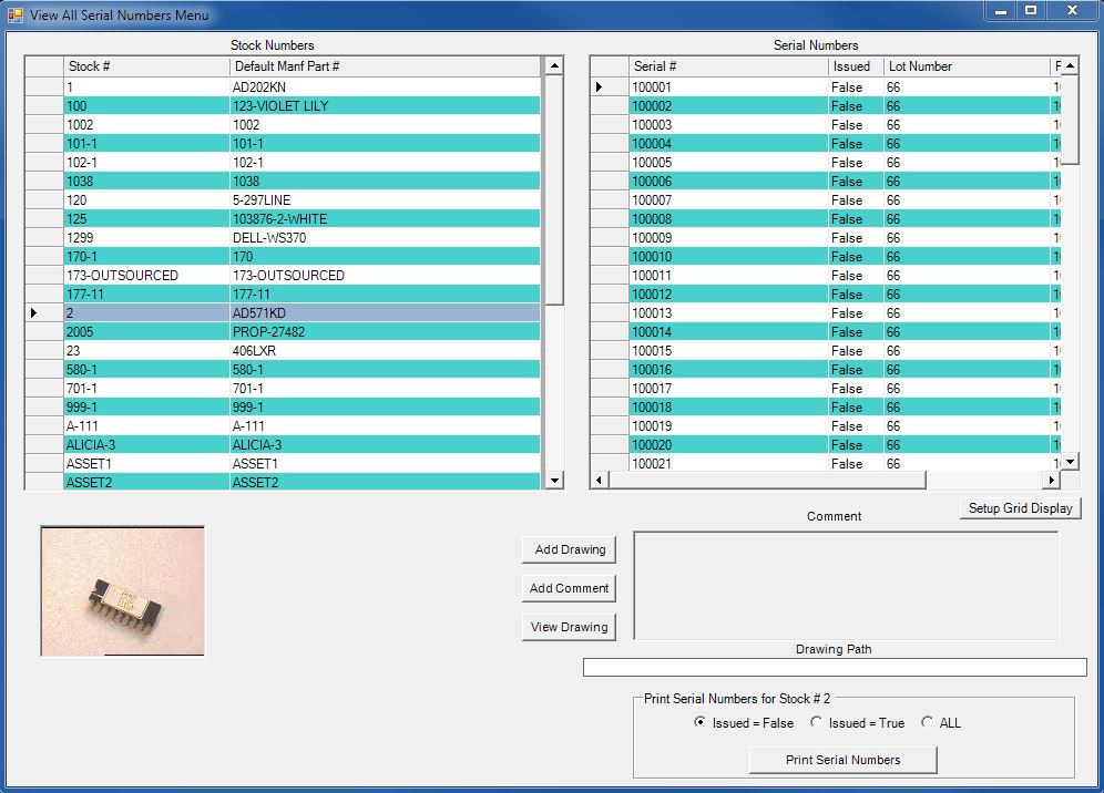 Inventory Serial Numbers