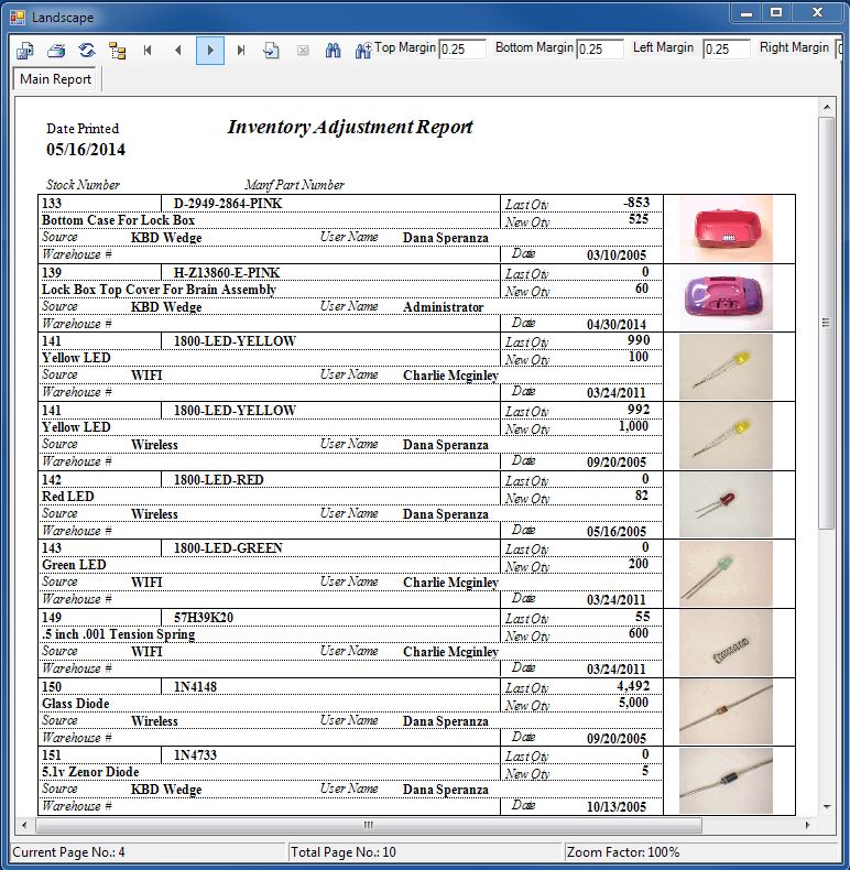 View Inventory Adjustments Hard Copy