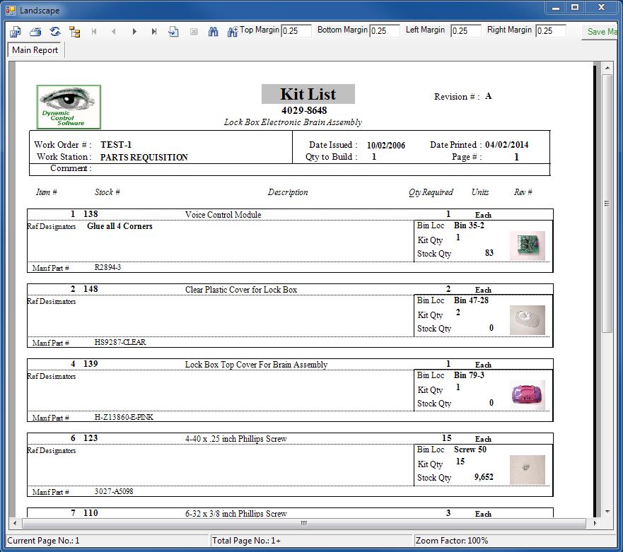 Work Order Kit List